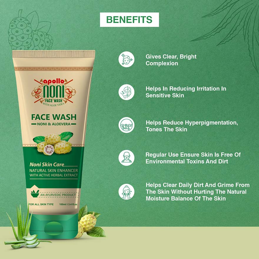 Apollo Noni Face Wash Benefits Apollo Noni & Aloe Vera Face Wash benefits